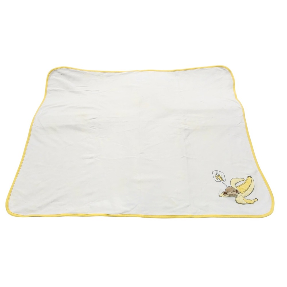 Gymboree Go Bananas Yellow White Monkey Reversible Baby Blanket Y2K 2004 2005